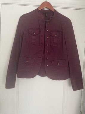 Women's Size 2 White House Black Market Button Up Maroon Jean Jacket